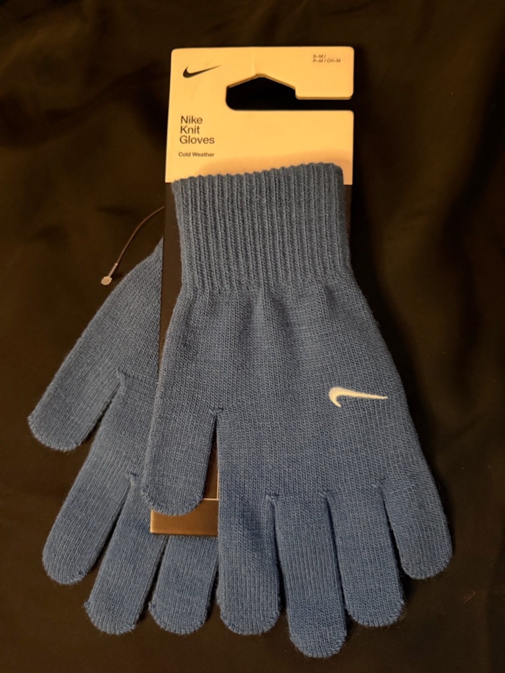 Nike Light Blue Knit Gloves with White Swoosh